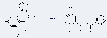 The 1-(5-Chloro-2-hydroxy-phenyl)-3-thiophen-2-yl-propane-1,3-dione could be obtained by the reactant of Thiophen-2-carbonsaeure-(2-acetyl-5-chlor-phenylester)